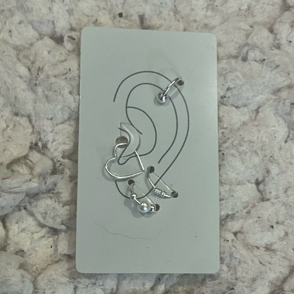 Set of 4 Sterling Silver Heart Hoop Earrings - Picture 1 of 2